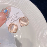 {Test Product} French cat's eye zirconia earrings mosquito disk ear clip without ear holes female earrings sterling silver senior sense of new