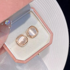 {Test Product} French cat's eye zirconia earrings mosquito disk ear clip without ear holes female earrings sterling silver senior sense of new