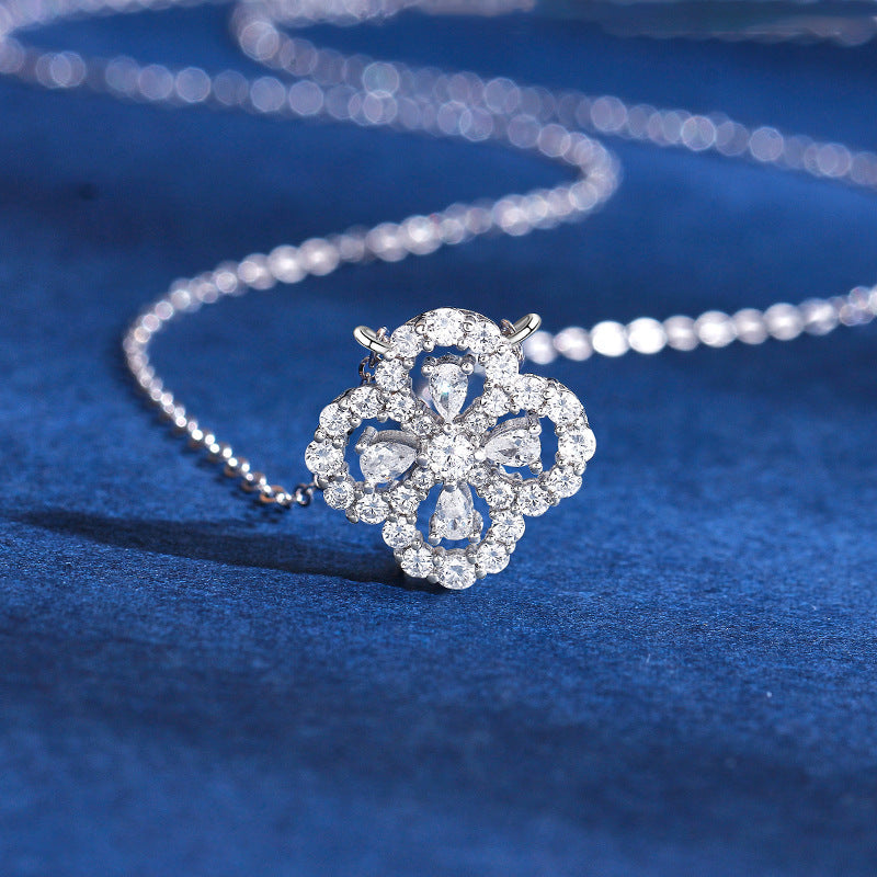 925 Sterling Silver Four-Leaf Clover Necklace – Handmade Luck & Elegance